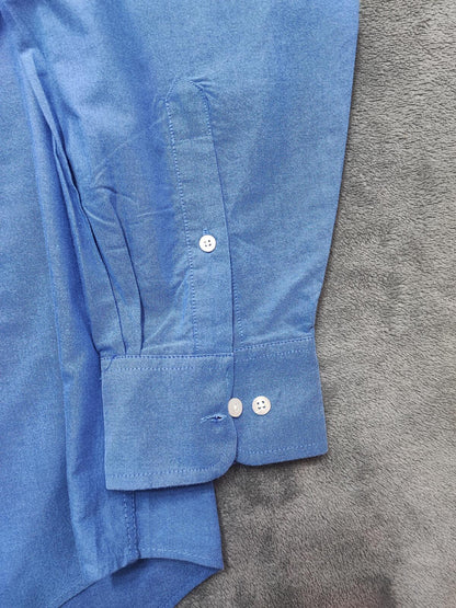 Vintage Chaps Blue Oxford Shirt XXL Long Sleeve Cotton Preppy Retro Y2K Dad Shirt