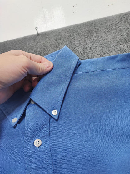 Vintage Chaps Blue Oxford Shirt XXL Long Sleeve Cotton Preppy Retro Y2K Dad Shirt