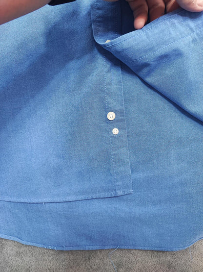 Vintage Chaps Blue Oxford Shirt XXL Long Sleeve Cotton Preppy Retro Y2K Dad Shirt