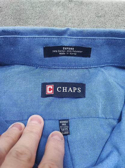 Vintage Chaps Blue Oxford Shirt XXL Long Sleeve Cotton Preppy Retro Y2K Dad Shirt