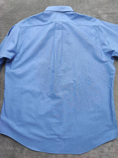 Vintage Chaps Blue Oxford Shirt XXL Long Sleeve Cotton Preppy Retro Y2K Dad Shirt