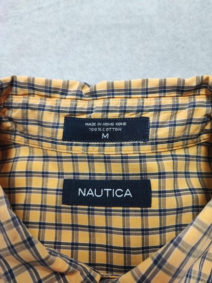 Vintage Nautica Checked Long Sleeve Plaid Lumberjack Shirt Yellow Men Size Large