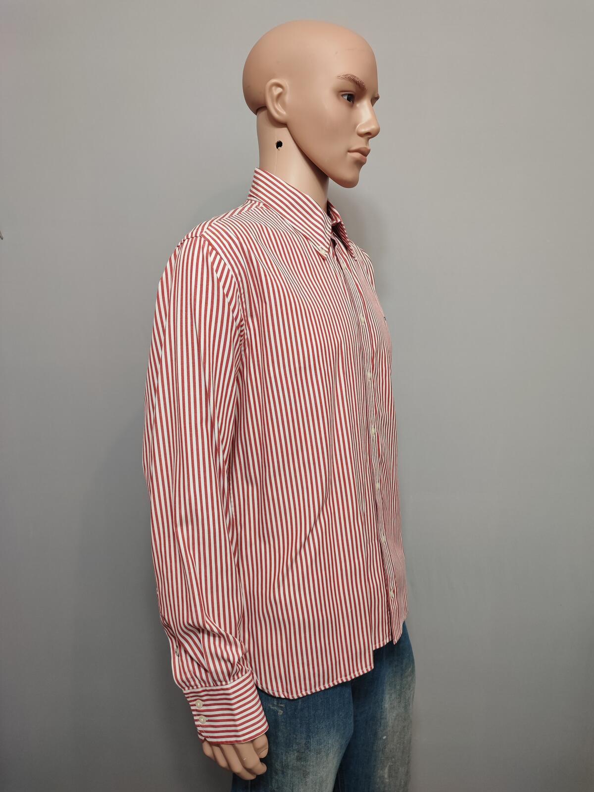 Vintage Tommy Hilfiger Striped Long Sleeve Heritage Crest Shirt Red Men's Large