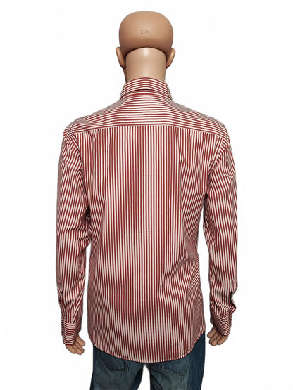 Vintage Tommy Hilfiger Striped Long Sleeve Heritage Crest Shirt Red Men's Large
