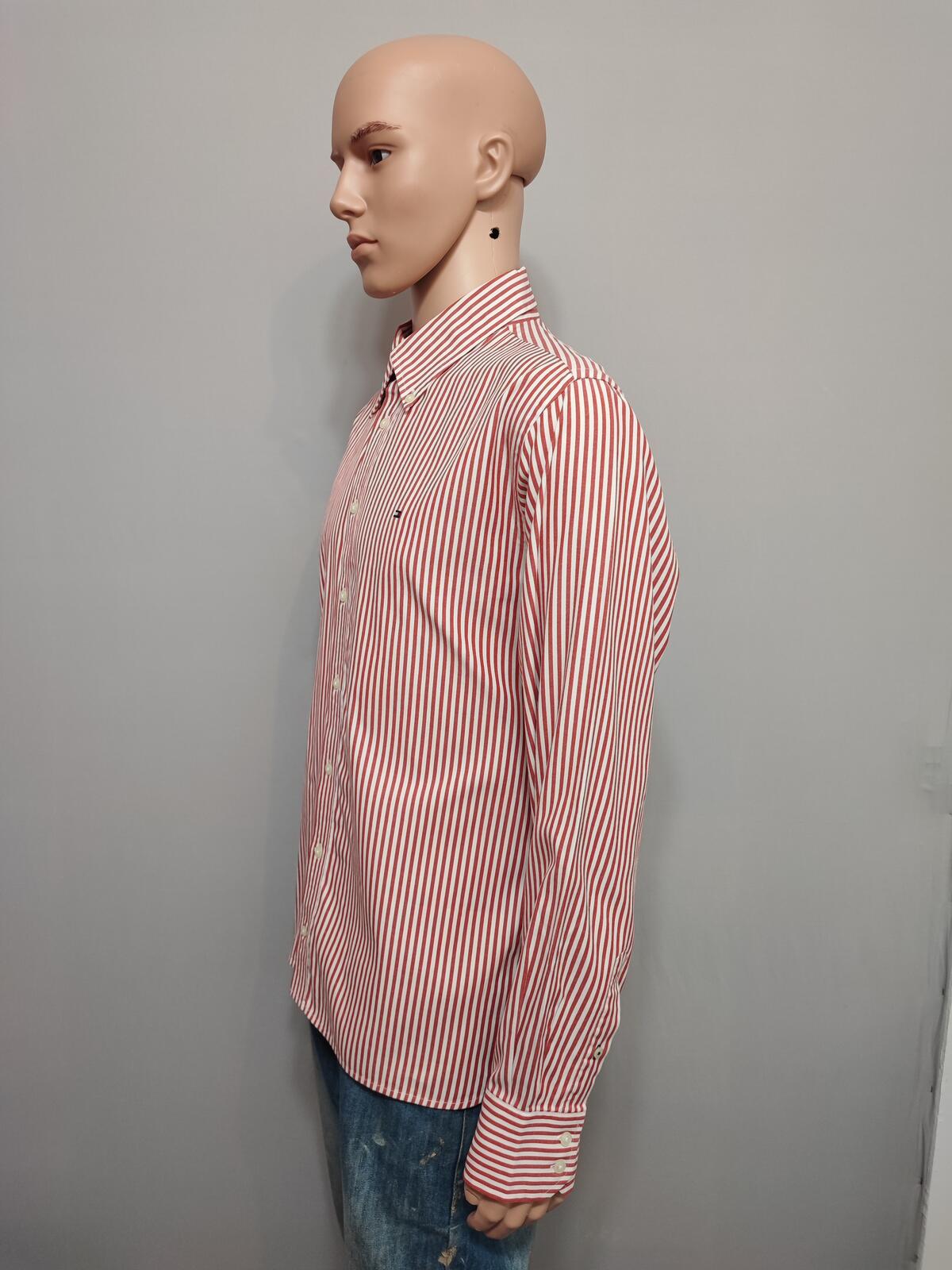 Vintage Tommy Hilfiger Striped Long Sleeve Heritage Crest Shirt Red Men's Large