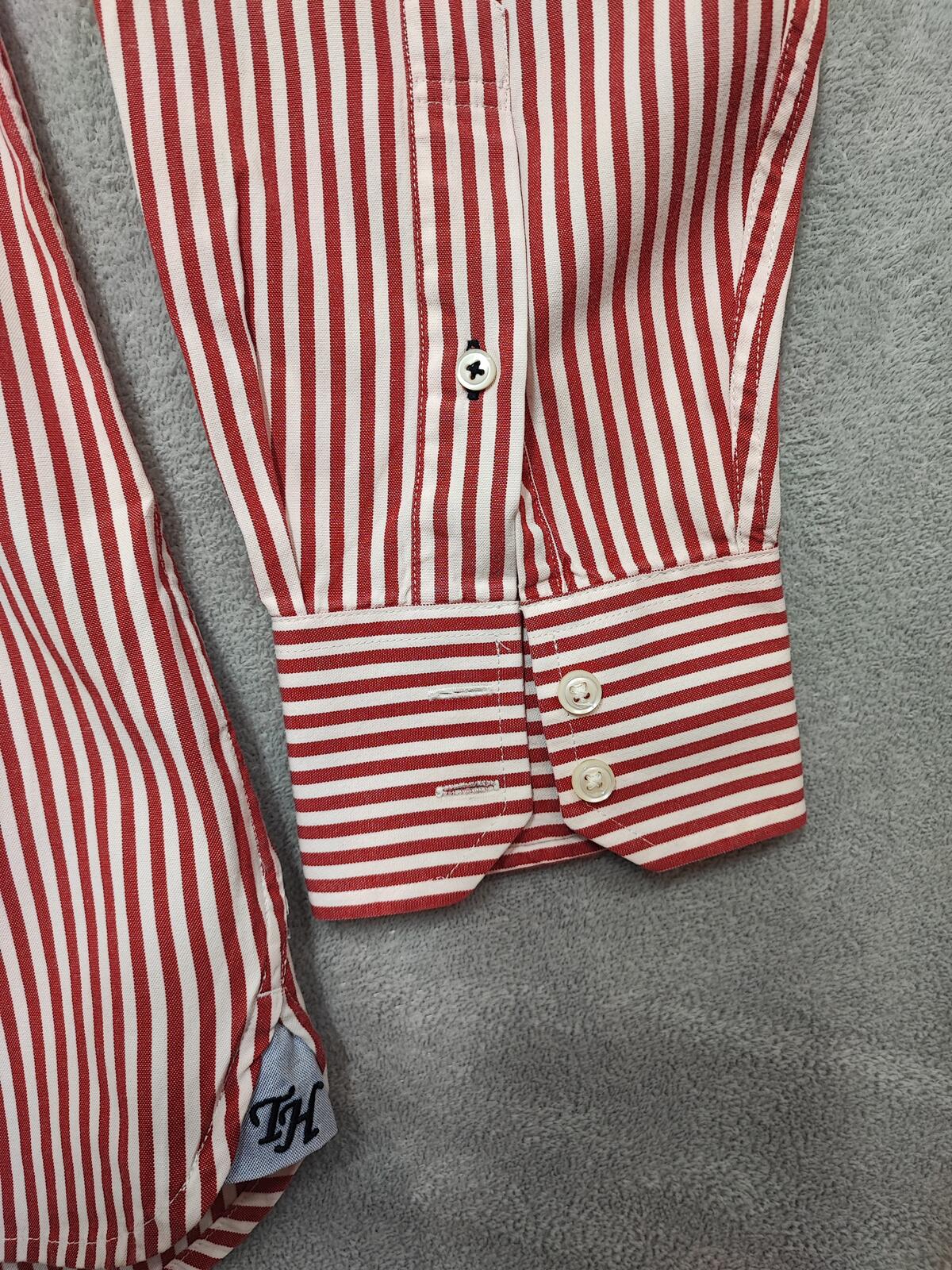 Vintage Tommy Hilfiger Striped Long Sleeve Heritage Crest Shirt Red Men's Large