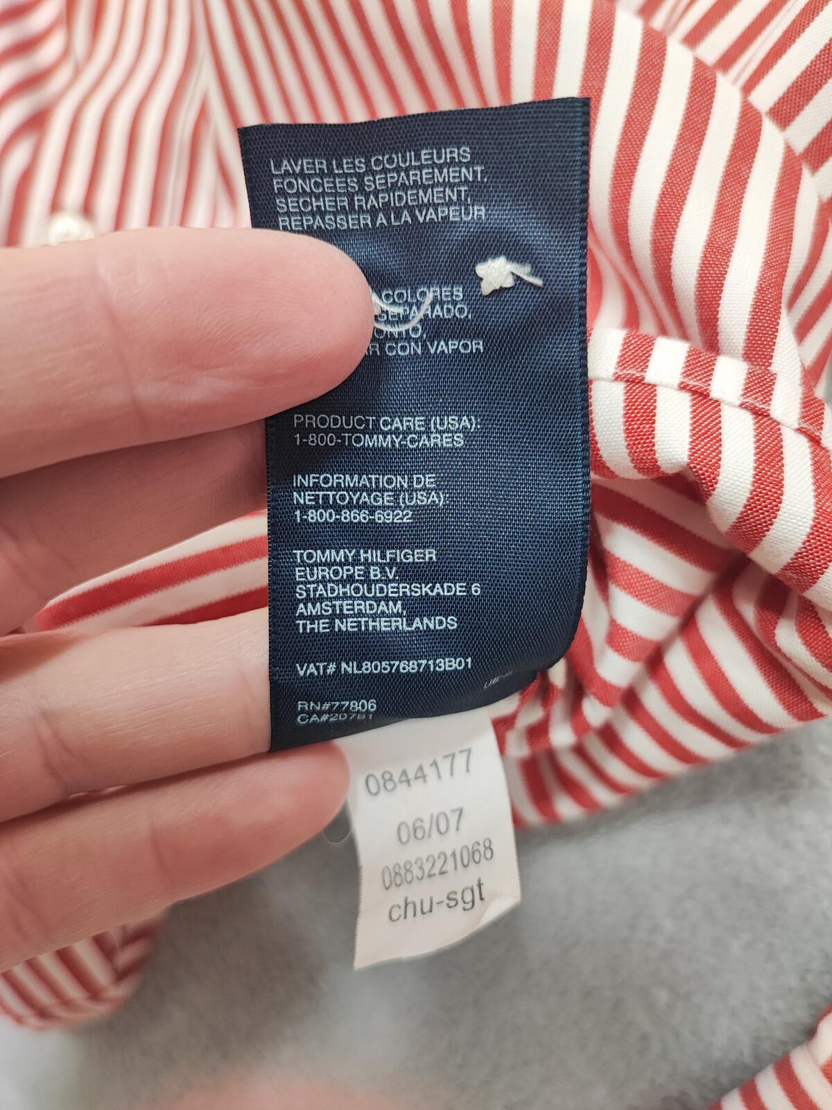 Vintage Tommy Hilfiger Striped Long Sleeve Heritage Crest Shirt Red Men's Large