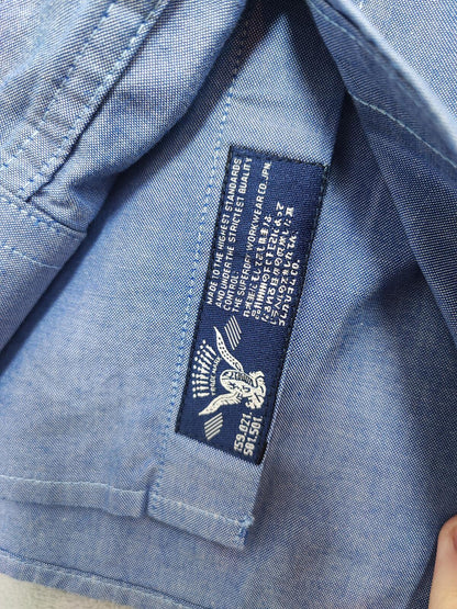 Vintage Superdry Shirt Shop Long Sleeve Buttoned Smart Casual Shirt Blue Men's M