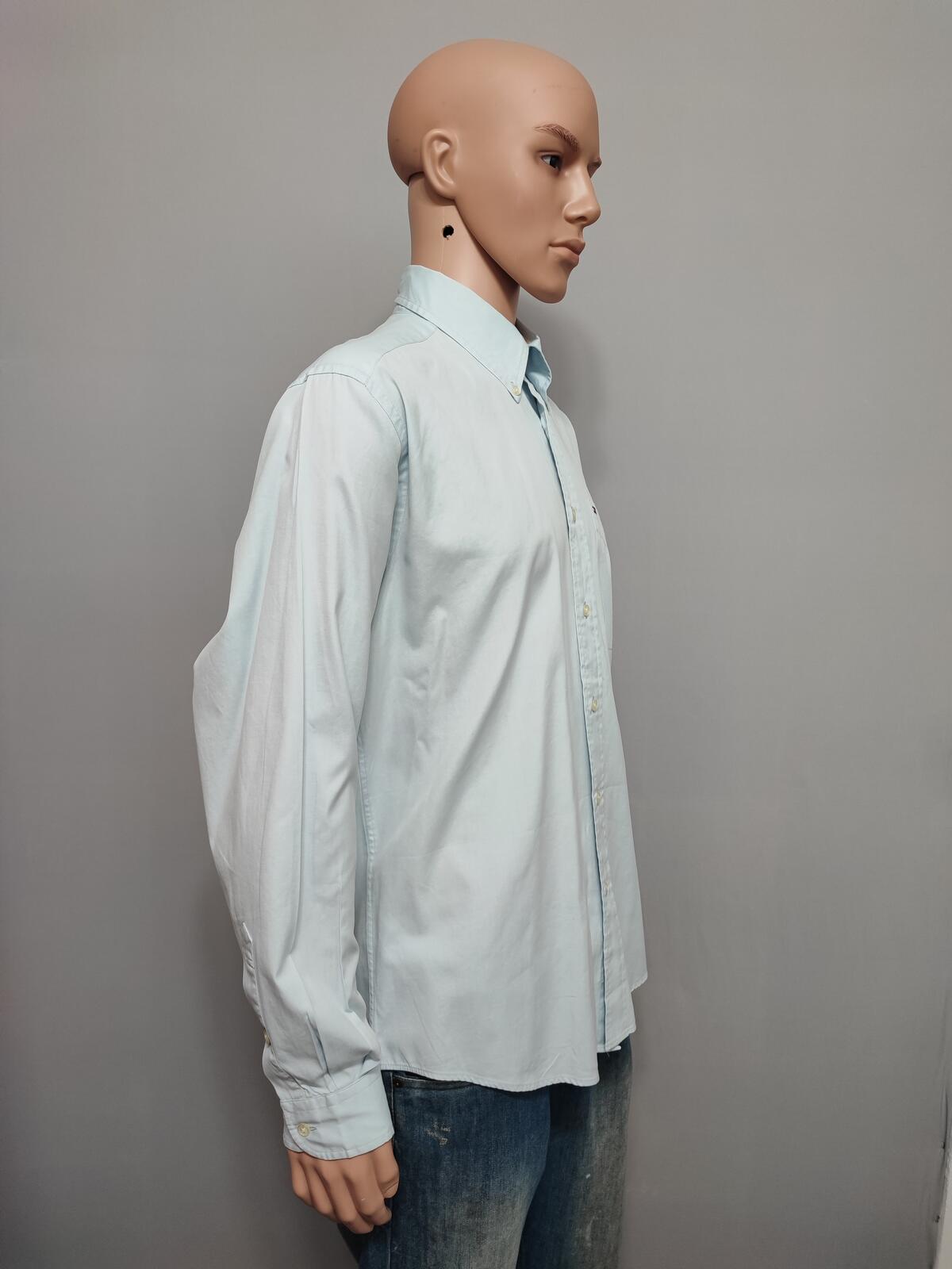 Vintage Tommy Hilfiger Plain Long Sleeve Button Down Shirt Sky Blue Men's Large
