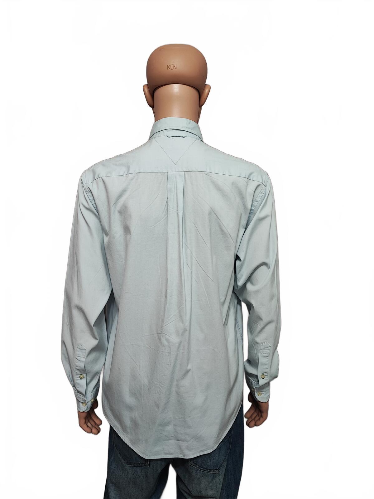 Vintage Tommy Hilfiger Plain Long Sleeve Button Down Shirt Sky Blue Men's Large