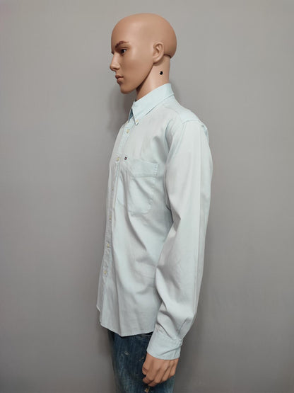 Vintage Tommy Hilfiger Plain Long Sleeve Button Down Shirt Sky Blue Men's Large