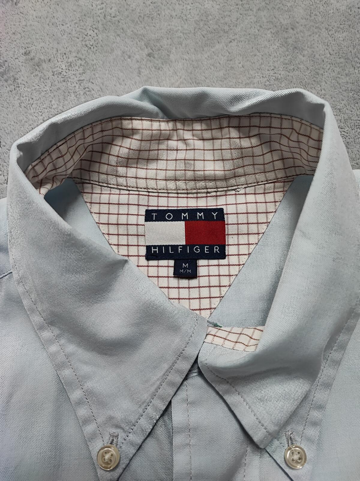 Vintage Tommy Hilfiger Plain Long Sleeve Button Down Shirt Sky Blue Men's Large