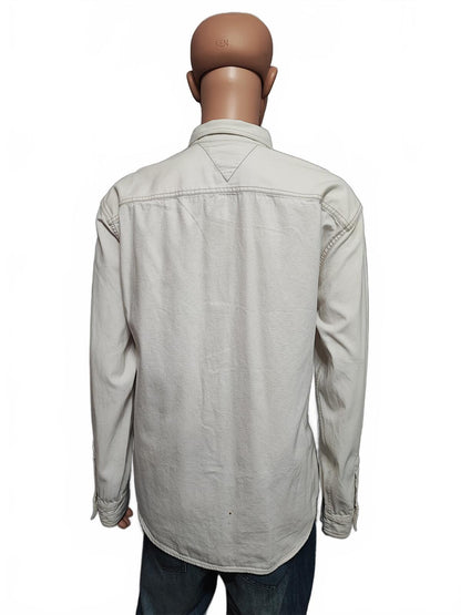 Vintage Tommy Jeans Heavy Cotton Overshirt Shacket Off White Cream Men's XXL XL