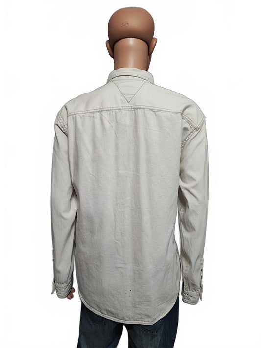 Vintage Tommy Jeans Heavy Cotton Overshirt Shacket Off White Cream Men's XXL XL