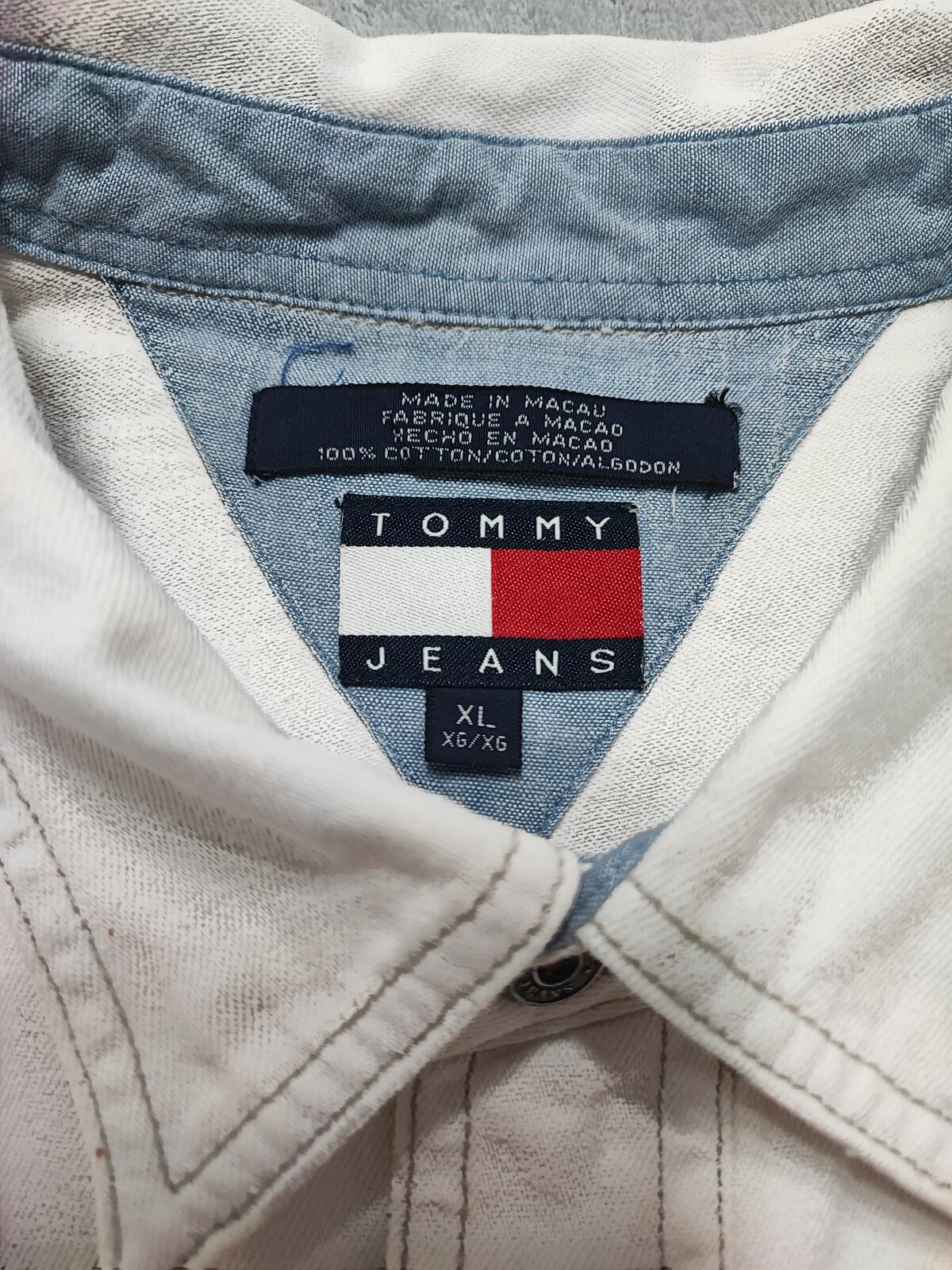 Vintage Tommy Jeans Heavy Cotton Overshirt Shacket Off White Cream Men's XXL XL