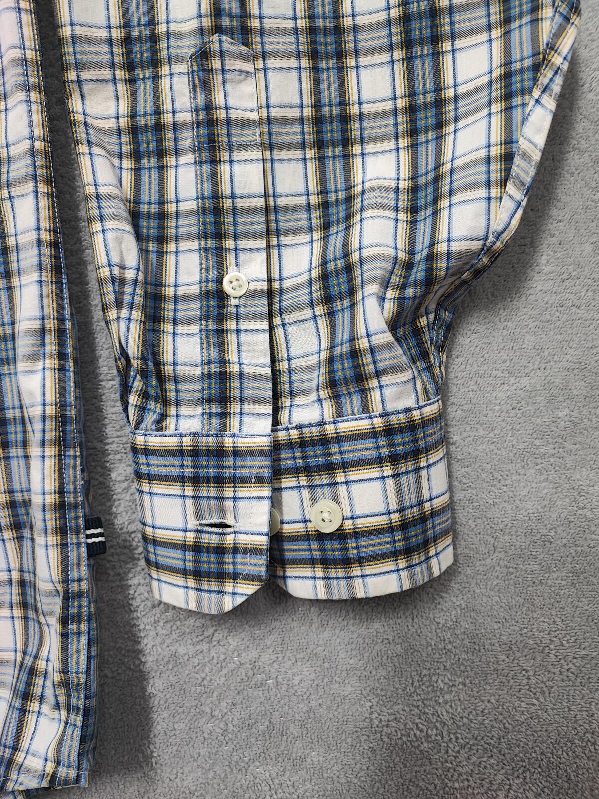 Vintage Nautica Wrinkle Resistant Checked Long Sleeve Sailboat Shirt Blue Men XL