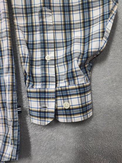 Vintage Nautica Wrinkle Resistant Checked Long Sleeve Sailboat Shirt Blue Men XL