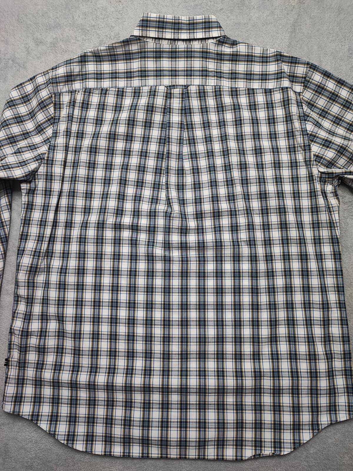 Vintage Nautica Wrinkle Resistant Checked Long Sleeve Sailboat Shirt Blue Men XL