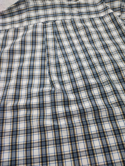 Vintage Nautica Wrinkle Resistant Checked Long Sleeve Sailboat Shirt Blue Men XL