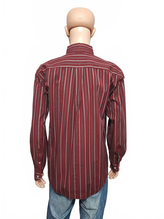 Vintage Tommy Hilfiger 2-Ply Striped Long Sleeve Shirt Multicolour Men's Size XL