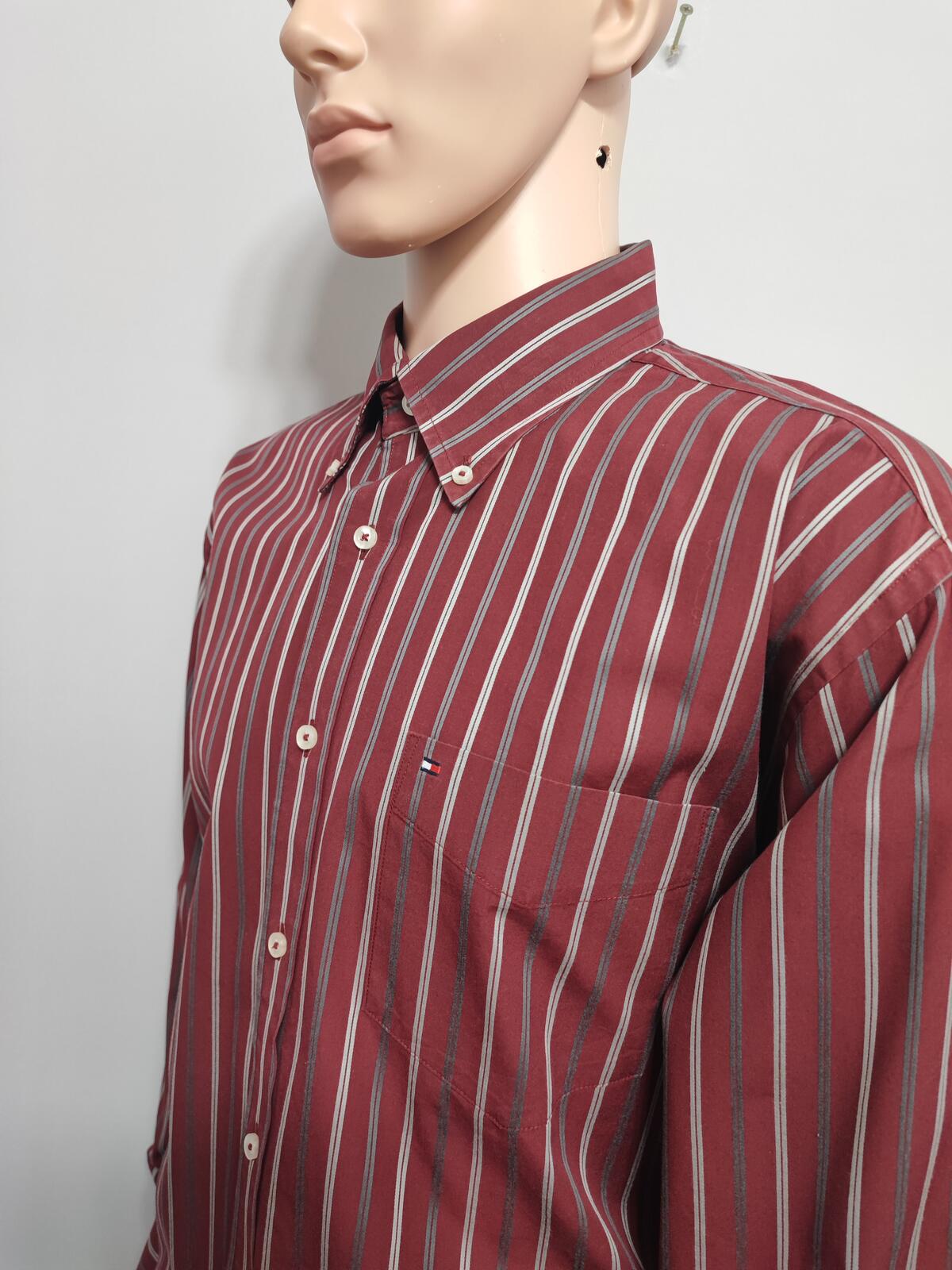 Vintage Tommy Hilfiger 2-Ply Striped Long Sleeve Shirt Multicolour Men's Size XL