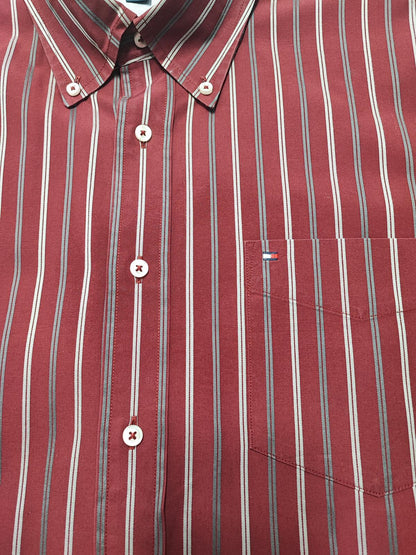 Vintage Tommy Hilfiger 2-Ply Striped Long Sleeve Shirt Multicolour Men's Size XL