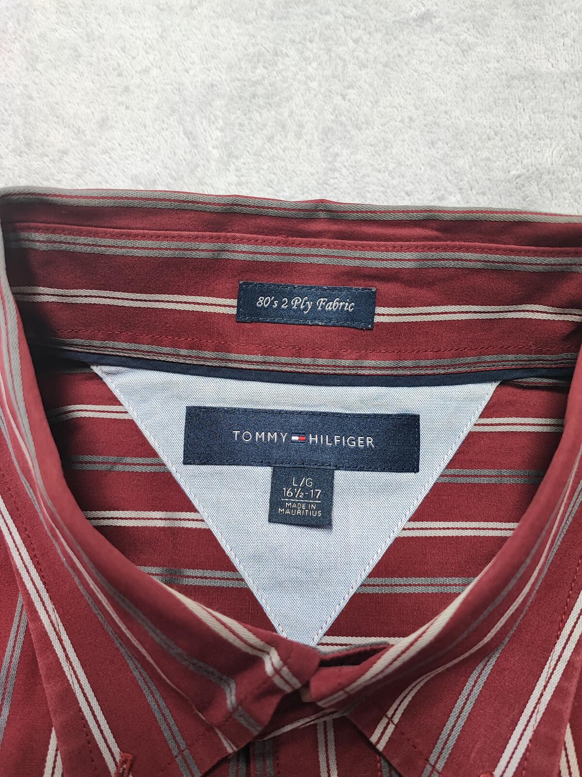 Vintage Tommy Hilfiger 2-Ply Striped Long Sleeve Shirt Multicolour Men's Size XL