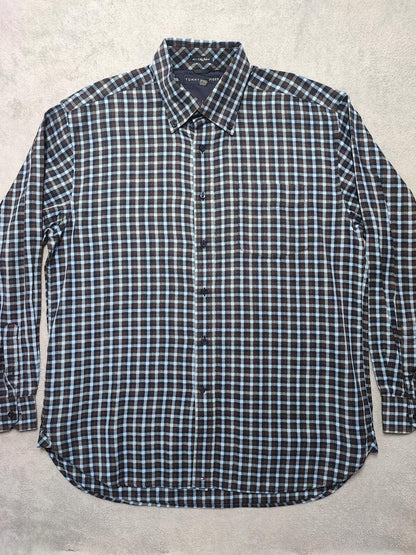 Vintage Tommy Hilfiger Checked Long Sleeve Heritage Crest Shirt Navy Men's XL