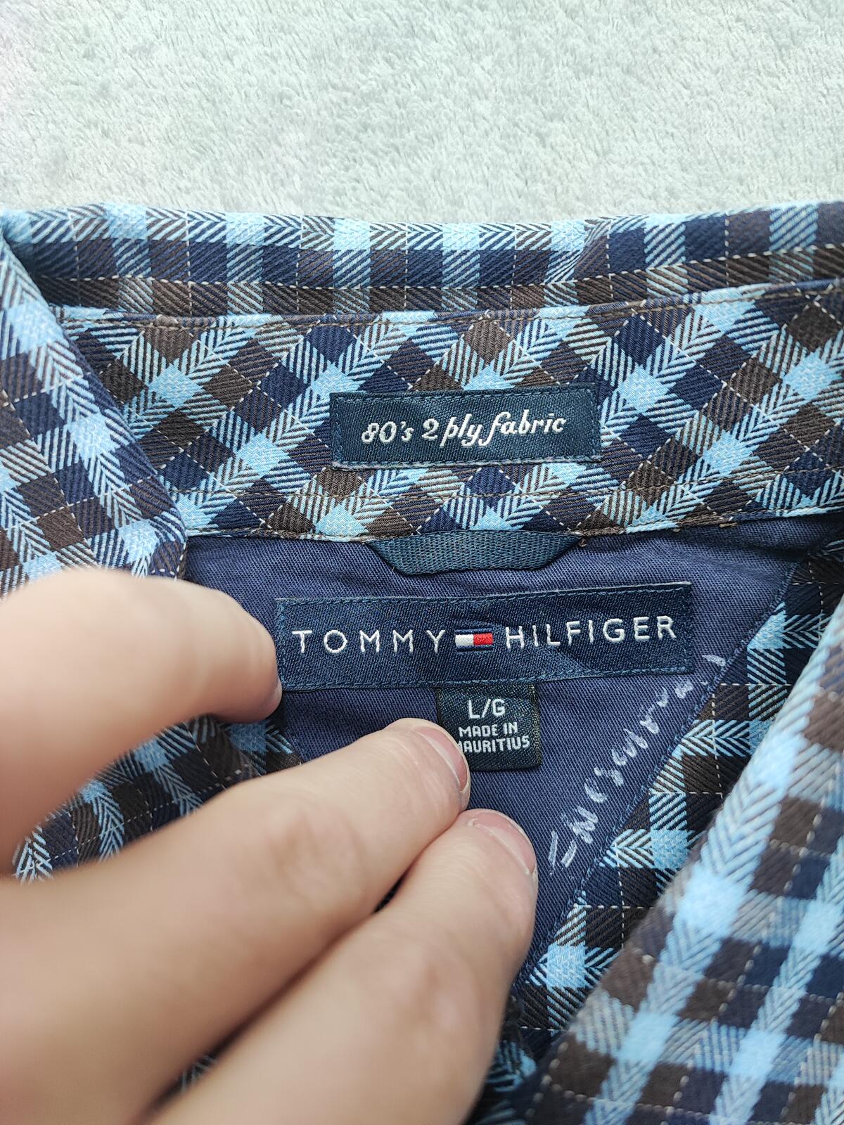 Vintage Tommy Hilfiger Checked Long Sleeve Heritage Crest Shirt Navy Men's XL