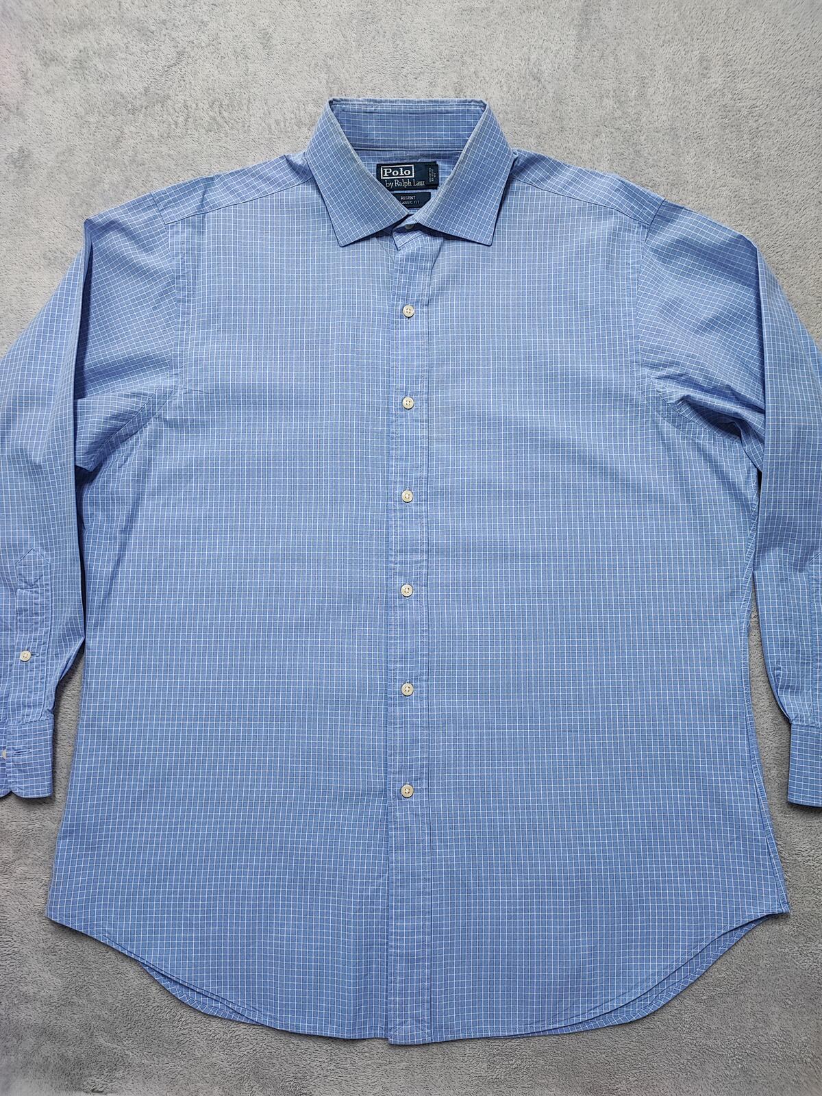 Vintage Polo Ralph Lauren Checked Long Sleeve Plaid Casual Shirt Blue Men's XL