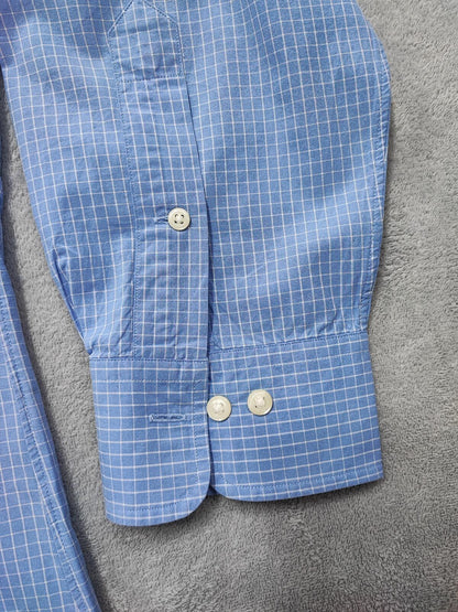 Vintage Polo Ralph Lauren Checked Long Sleeve Plaid Casual Shirt Blue Men's XL