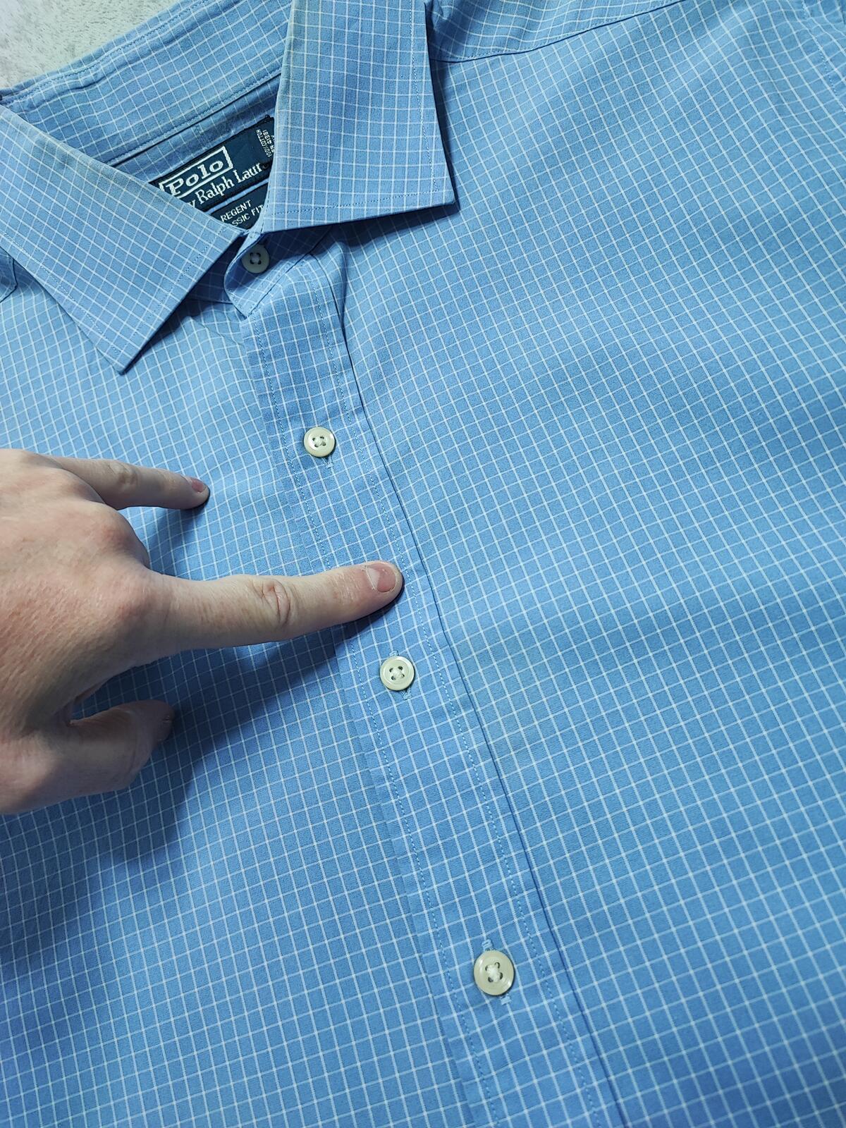 Vintage Polo Ralph Lauren Checked Long Sleeve Plaid Casual Shirt Blue Men's XL