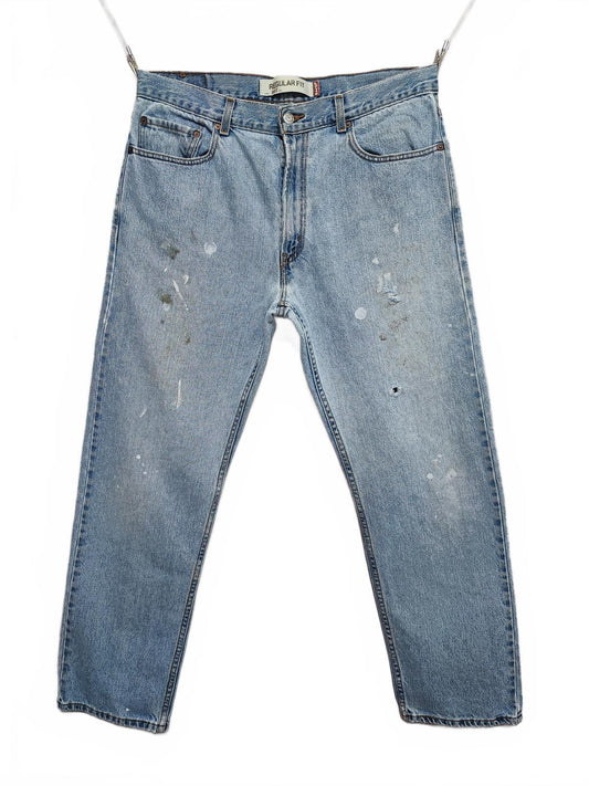 Vintage Levi's 505 Regular Fit Jeans Faded Blue Grunge Skater Men's W34 L31