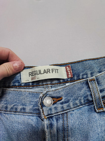 Vintage Levi's 505 Regular Fit Jeans Faded Blue Grunge Skater Men's W34 L31