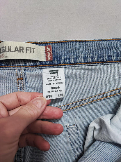Vintage Levi's 505 Regular Fit Jeans Faded Blue Grunge Skater Men's W34 L31
