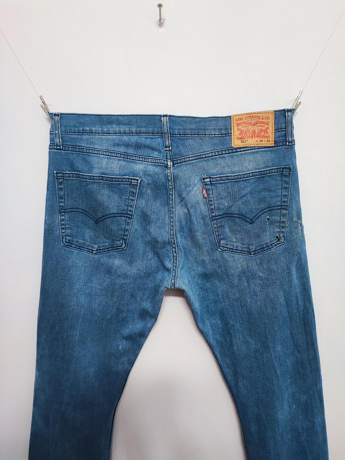 Vintage Levi's 513 Slim Straight Jeans Faded Blue Grunge Skater Men's W36 L30