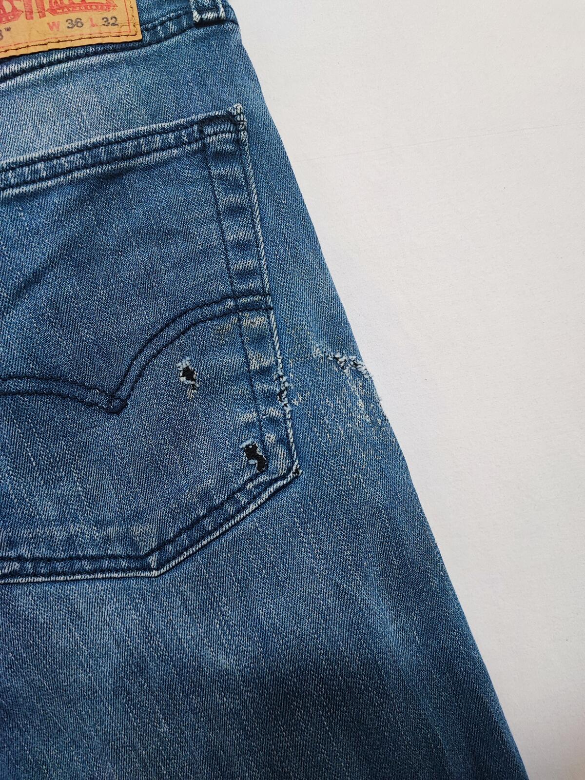 Vintage Levi's 513 Slim Straight Jeans Faded Blue Grunge Skater Men's W36 L30