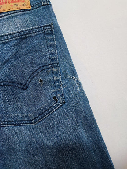 Vintage Levi's 513 Slim Straight Jeans Faded Blue Grunge Skater Men's W36 L30