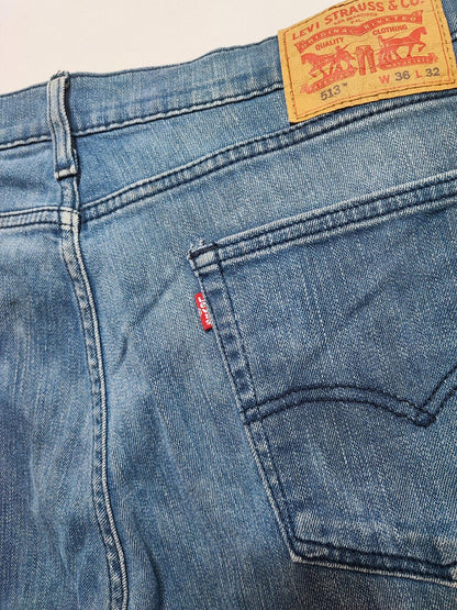 Vintage Levi's 513 Slim Straight Jeans Faded Blue Grunge Skater Men's W36 L30