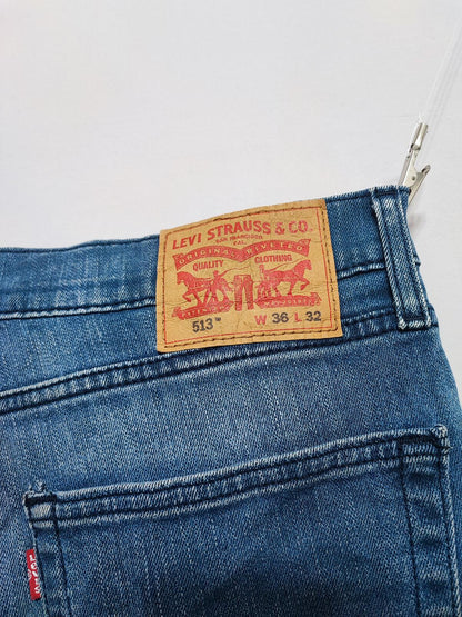 Vintage Levi's 513 Slim Straight Jeans Faded Blue Grunge Skater Men's W36 L30