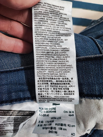 Vintage Levi's 513 Slim Straight Jeans Faded Blue Grunge Skater Men's W36 L30