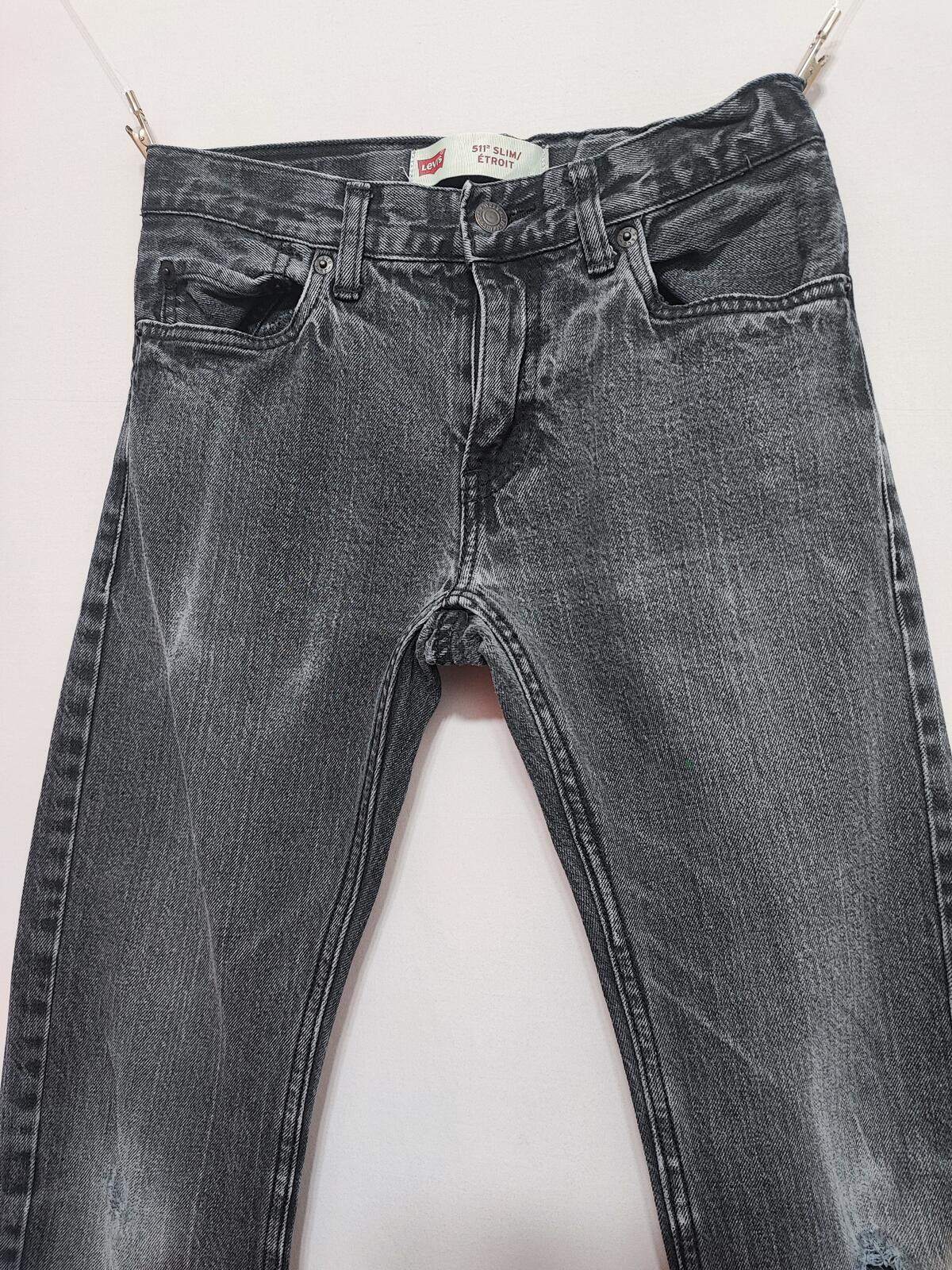 Vintage Levi's 511 Slim Faded Black Grey Jeans Kids Youth Streetwear W26 L27