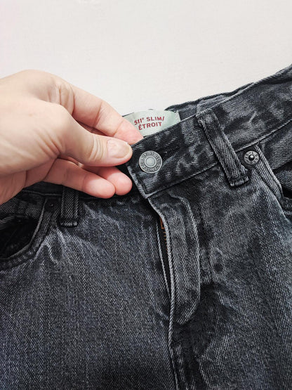 Vintage Levi's 511 Slim Faded Black Grey Jeans Kids Youth Streetwear W26 L27