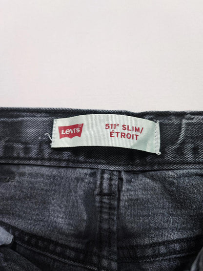 Vintage Levi's 511 Slim Faded Black Grey Jeans Kids Youth Streetwear W26 L27