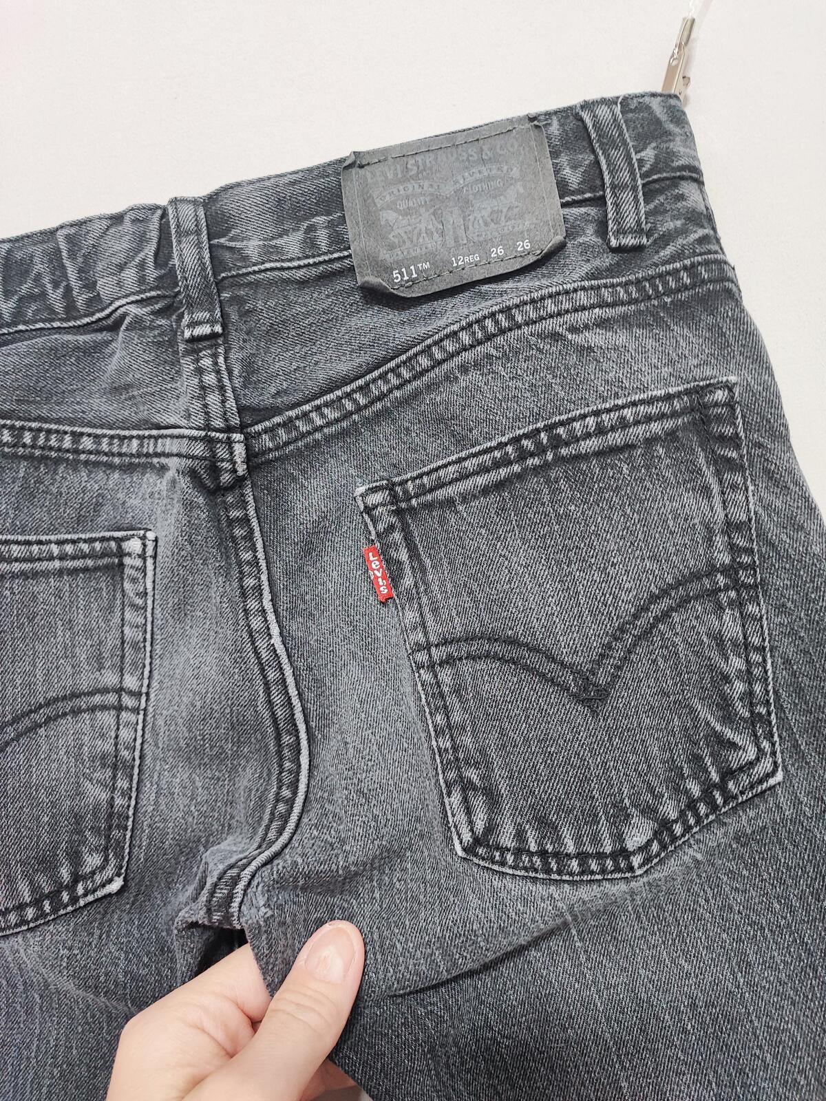 Vintage Levi's 511 Slim Faded Black Grey Jeans Kids Youth Streetwear W26 L27