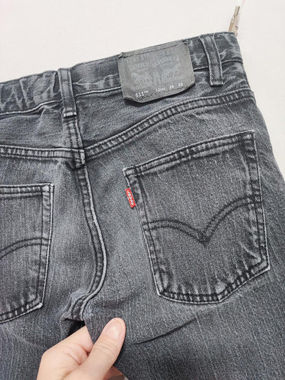 Vintage Levi's 511 Slim Faded Black Grey Jeans Kids Youth Streetwear W26 L27