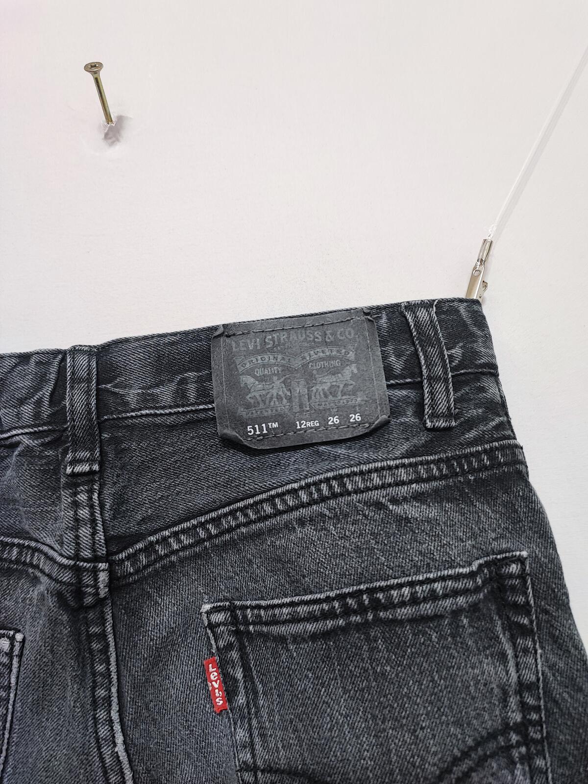 Vintage Levi's 511 Slim Faded Black Grey Jeans Kids Youth Streetwear W26 L27