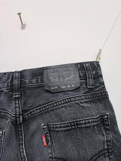 Vintage Levi's 511 Slim Faded Black Grey Jeans Kids Youth Streetwear W26 L27
