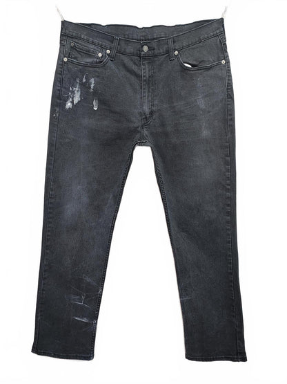 Vintage Levi's 514 Straight Jeans Faded Black Splatter Grunge Men's W38 L31