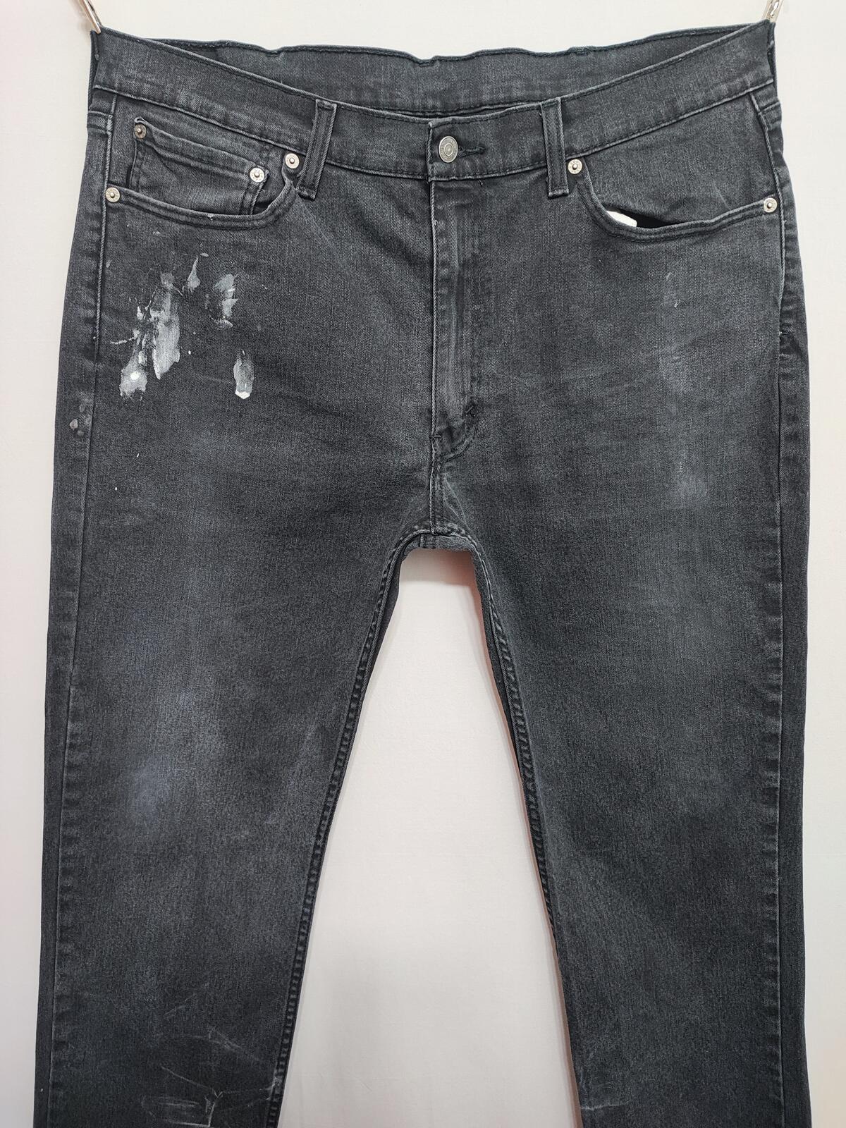 Vintage Levi's 514 Straight Jeans Faded Black Splatter Grunge Men's W38 L31